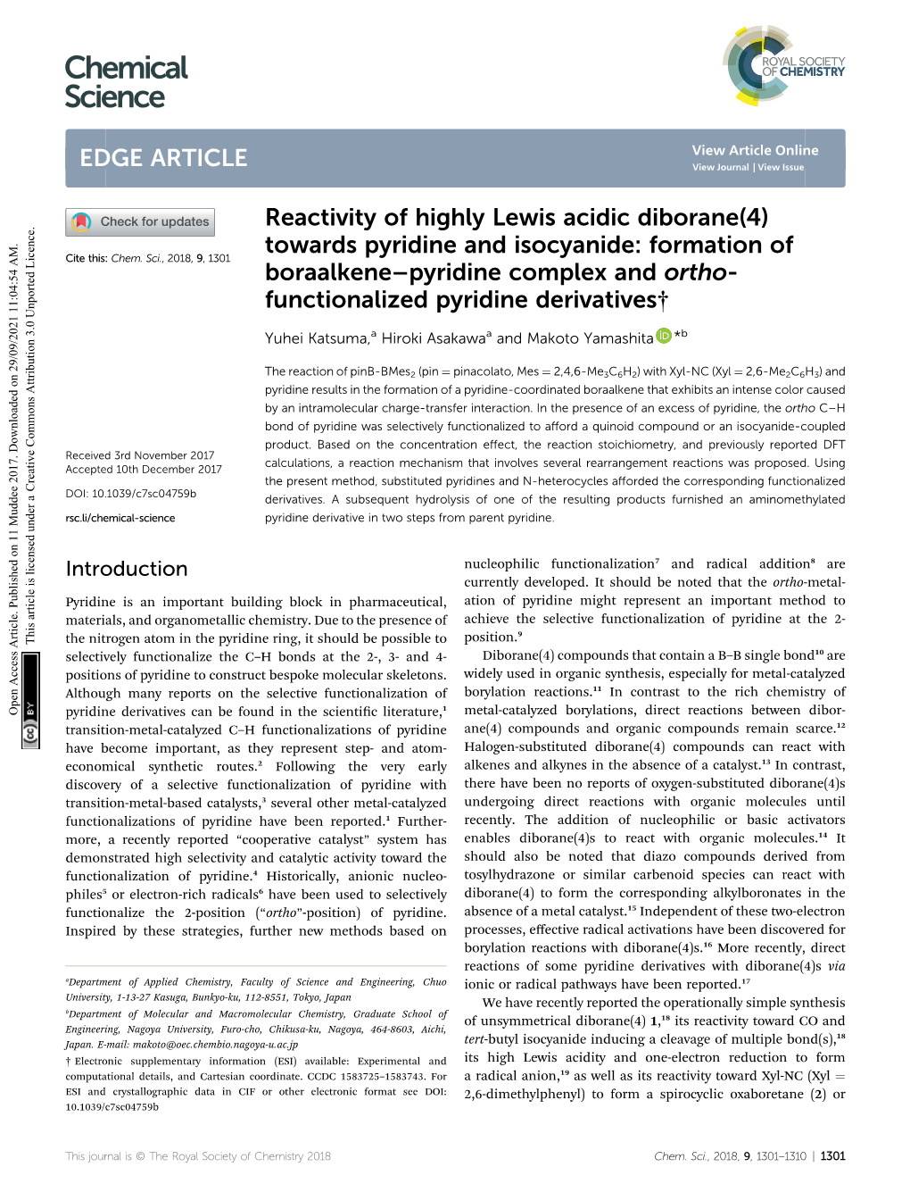 Formation of Boraalkene–Pyridine Complex and Or