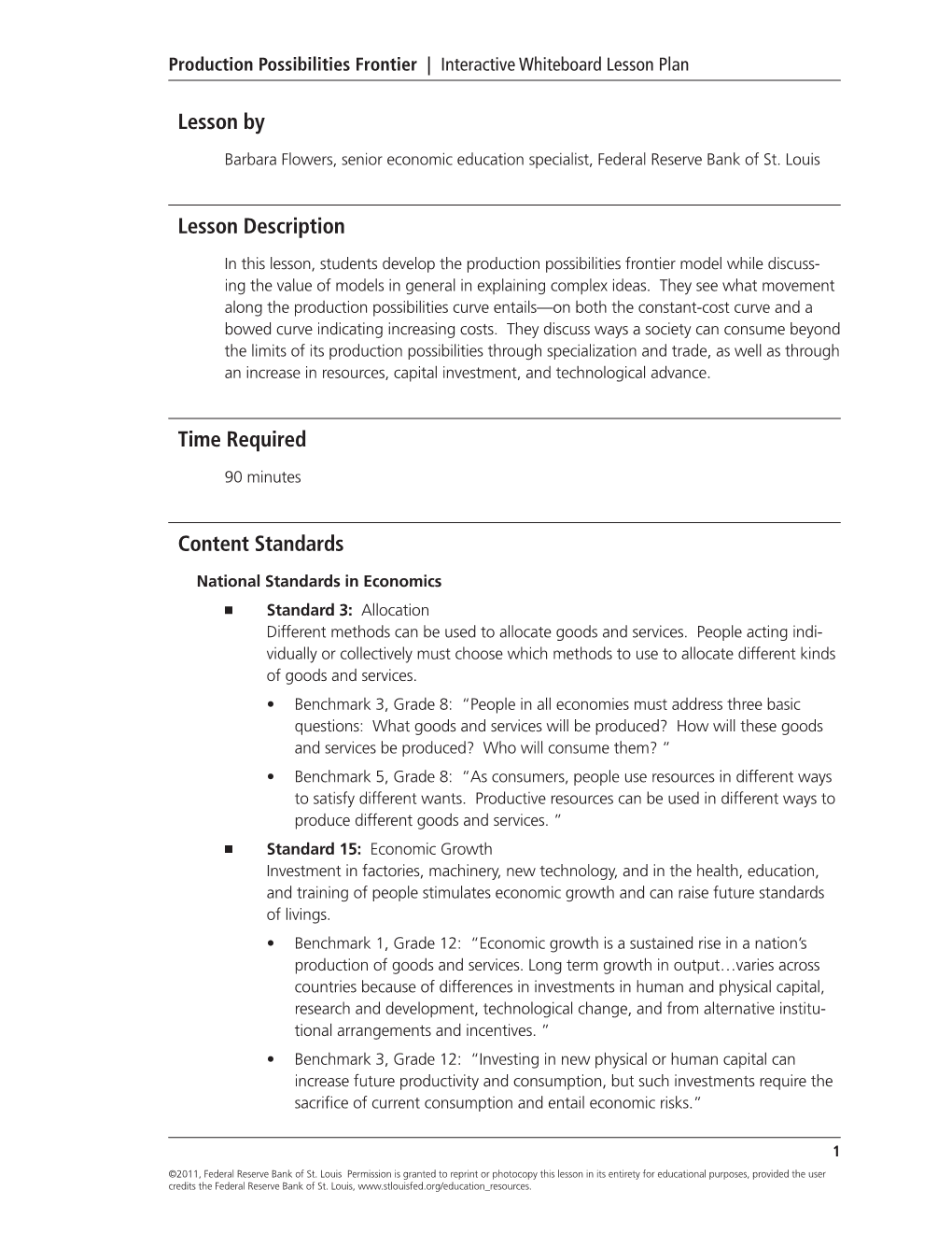 Production Possibilities Frontier | Interactive Whiteboard Lesson Plan