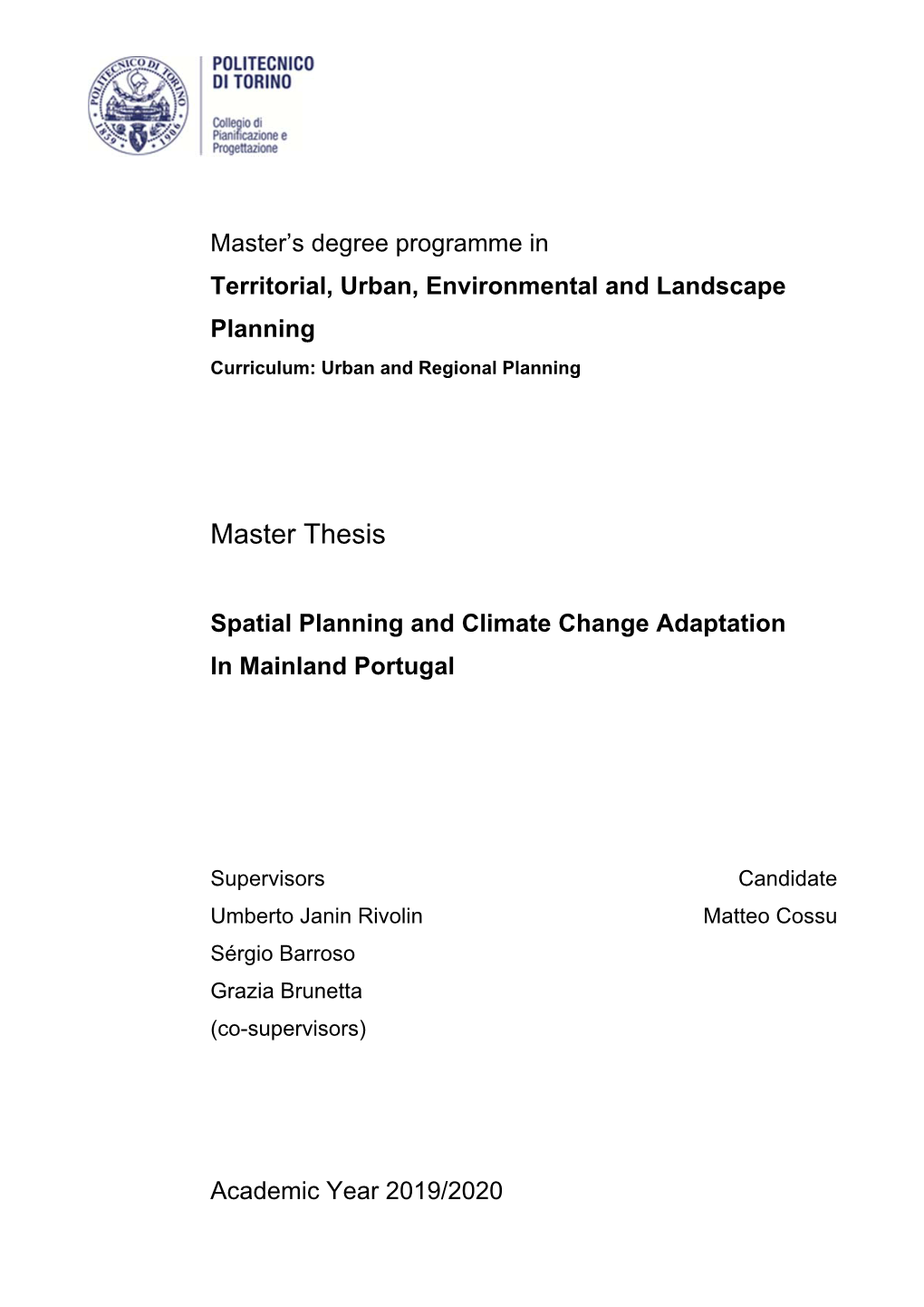 Spatial Planning and Climate Change Adaptation in Mainland Portugal