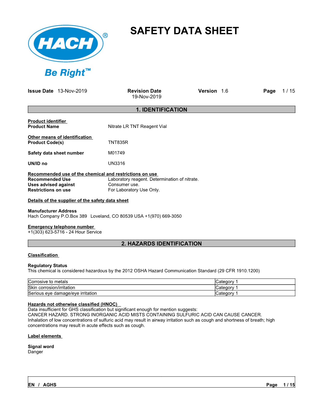 Safety Data Sheet