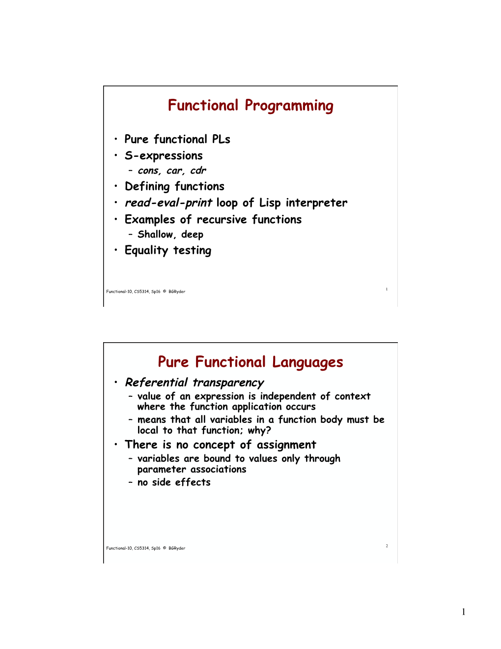 Functional Programming Pure Functional Languages