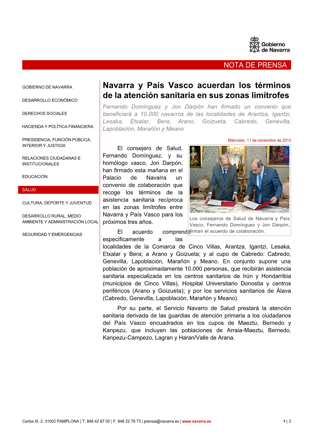 Navarra Y País Vasco Acuerdan Los Términos De La Atención Sanitaria En
