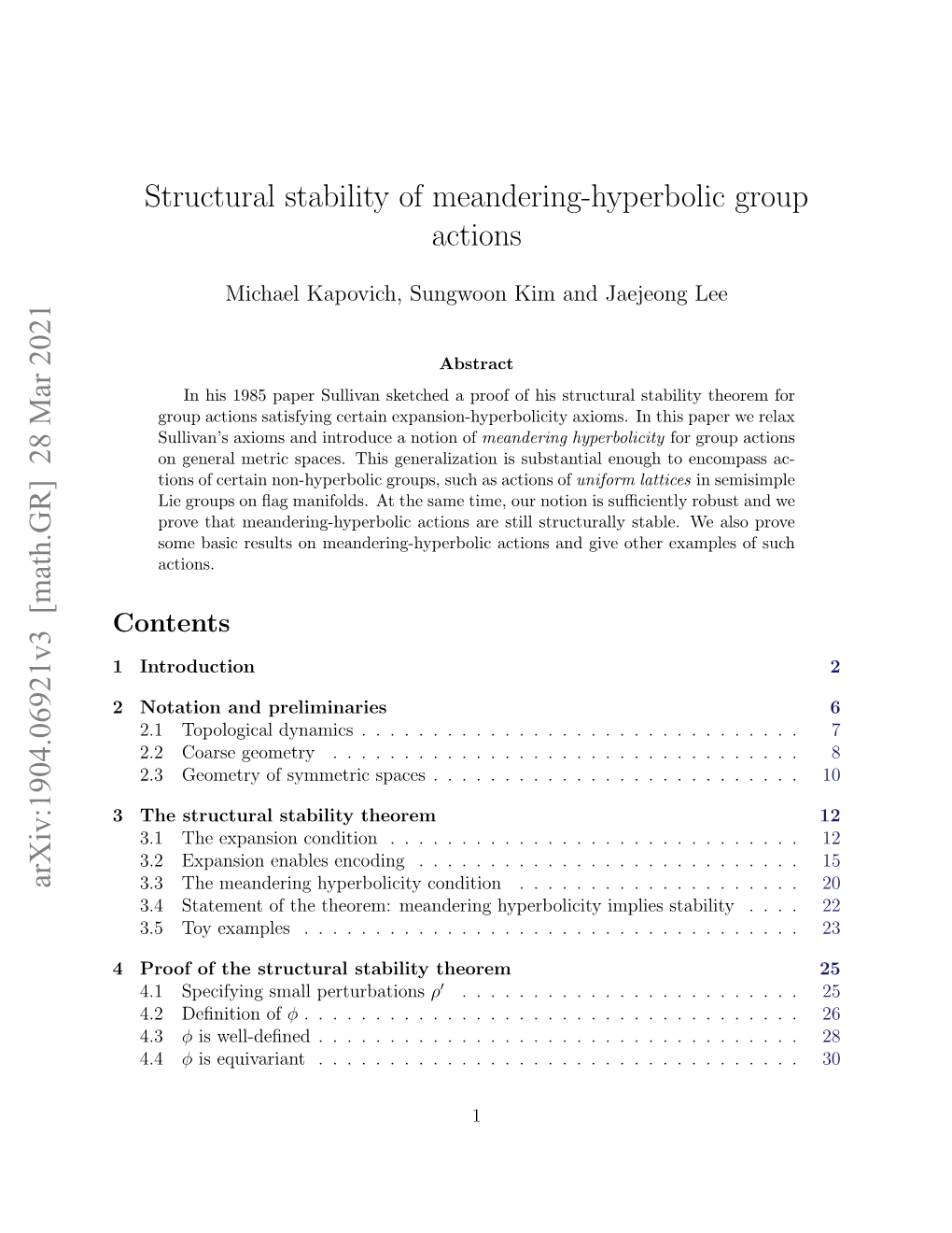 Structural Stability of Meandering-Hyperbolic Group Actions