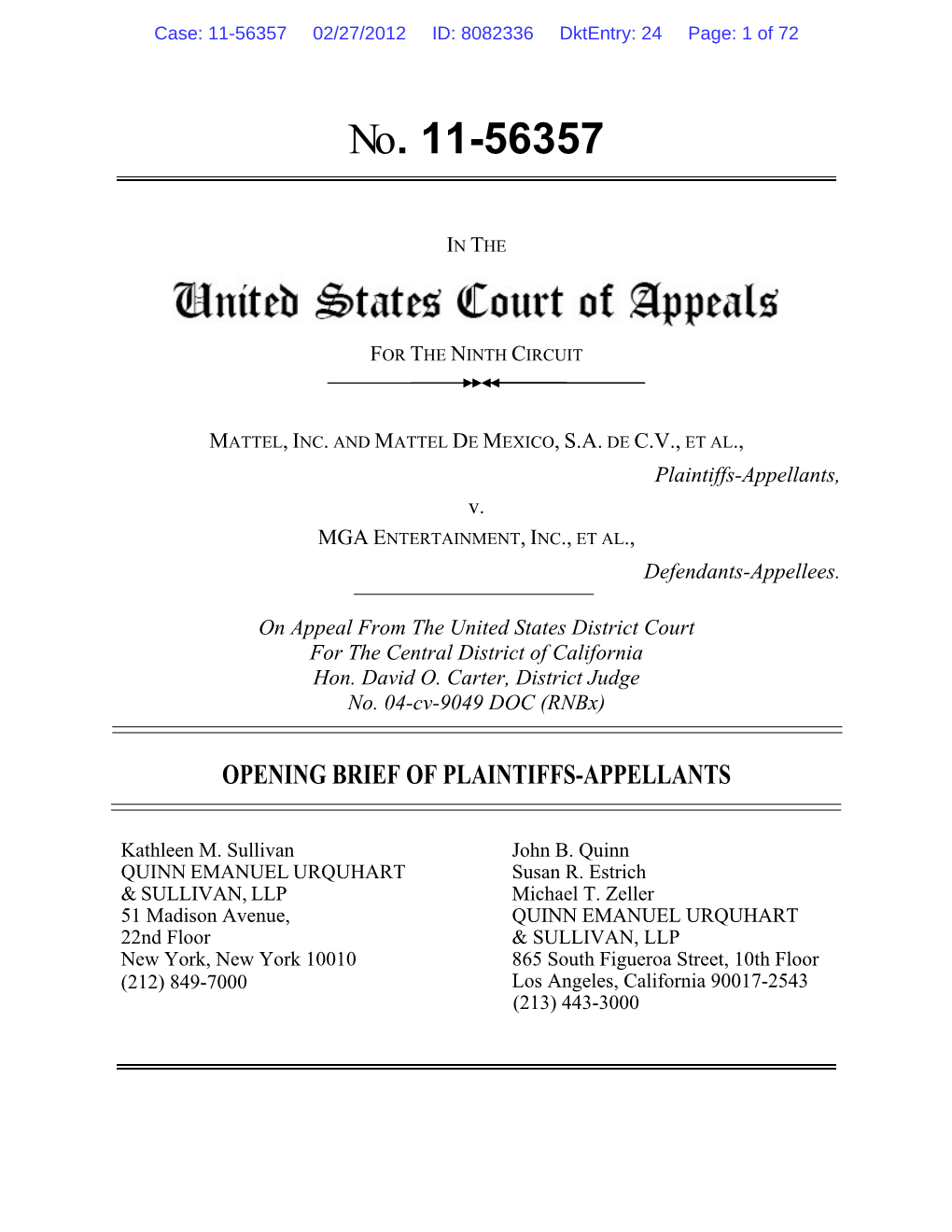 Opening Brief of Plaintiffs-Appellants