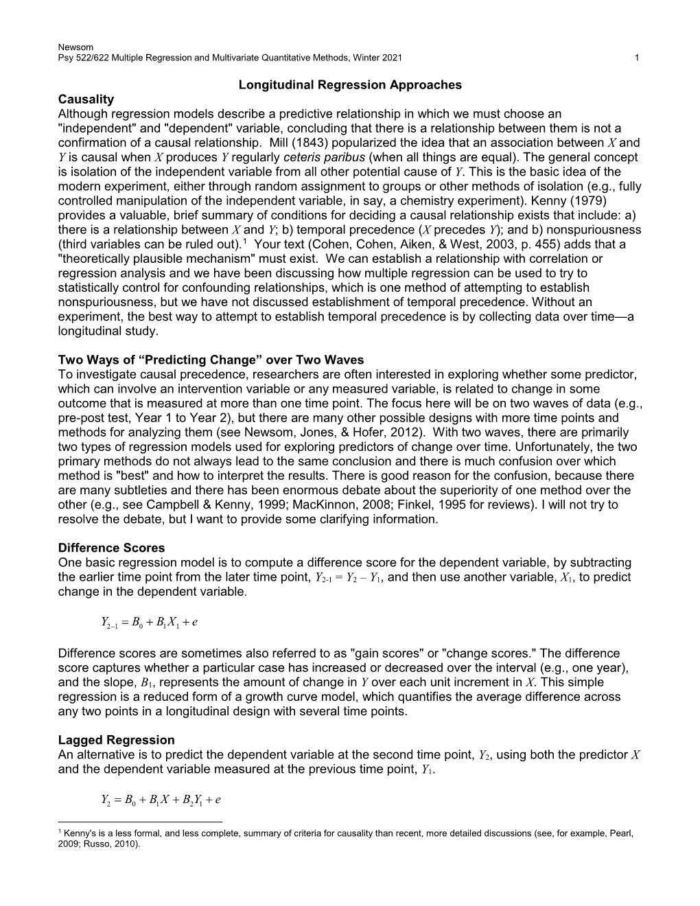 Longitudinal Regression Approaches