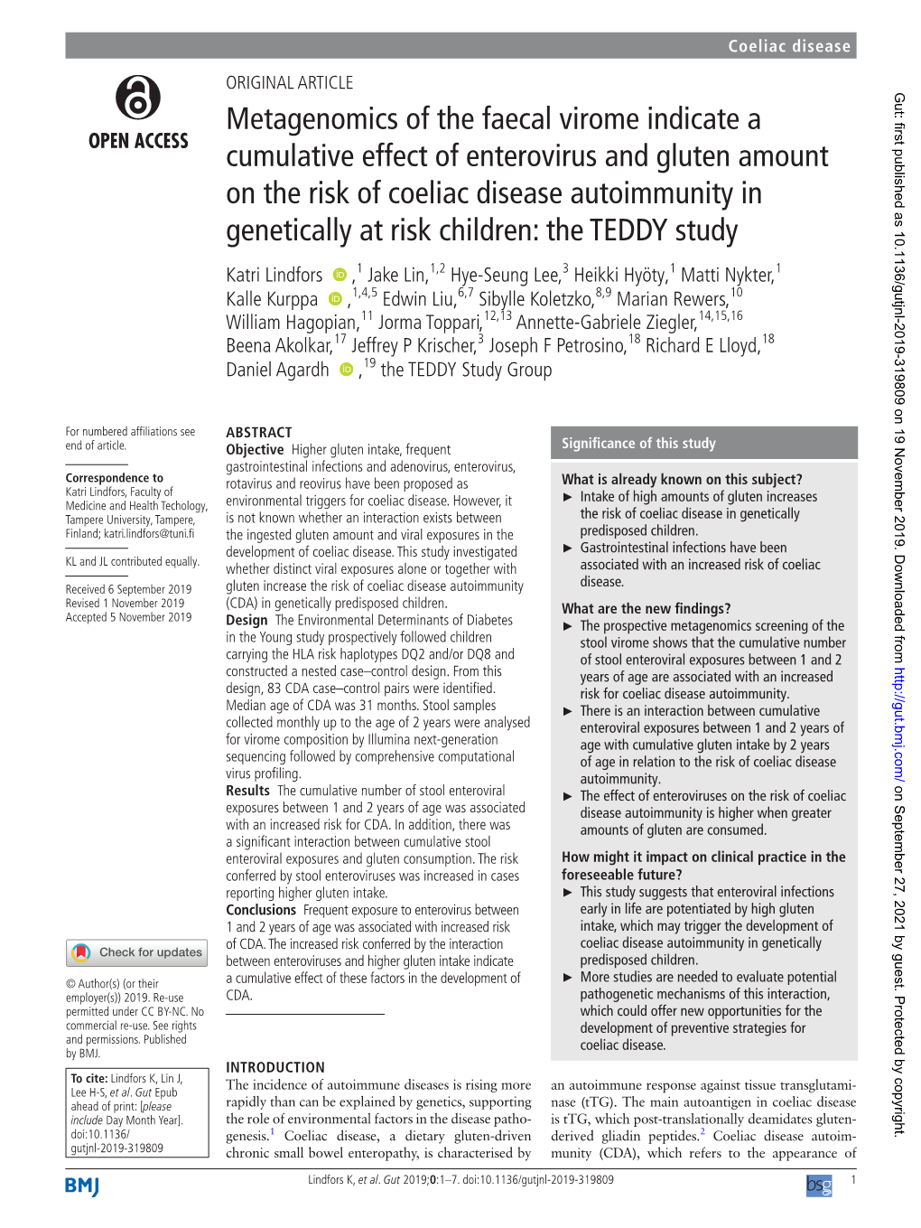 Metagenomics of the Faecal Virome Indicate a Cumulative Effect Of