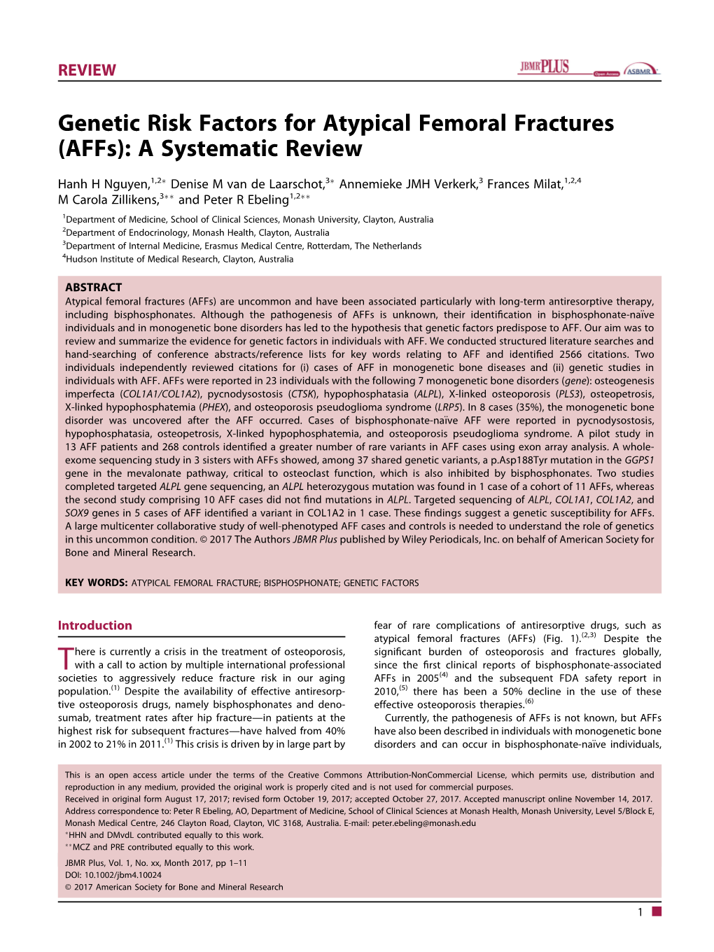 Genetic Risk Factors for Atypical Femoral Fractures (Affs): a Systematic Review