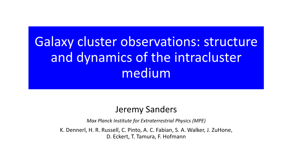 Galaxy Clusters Observations