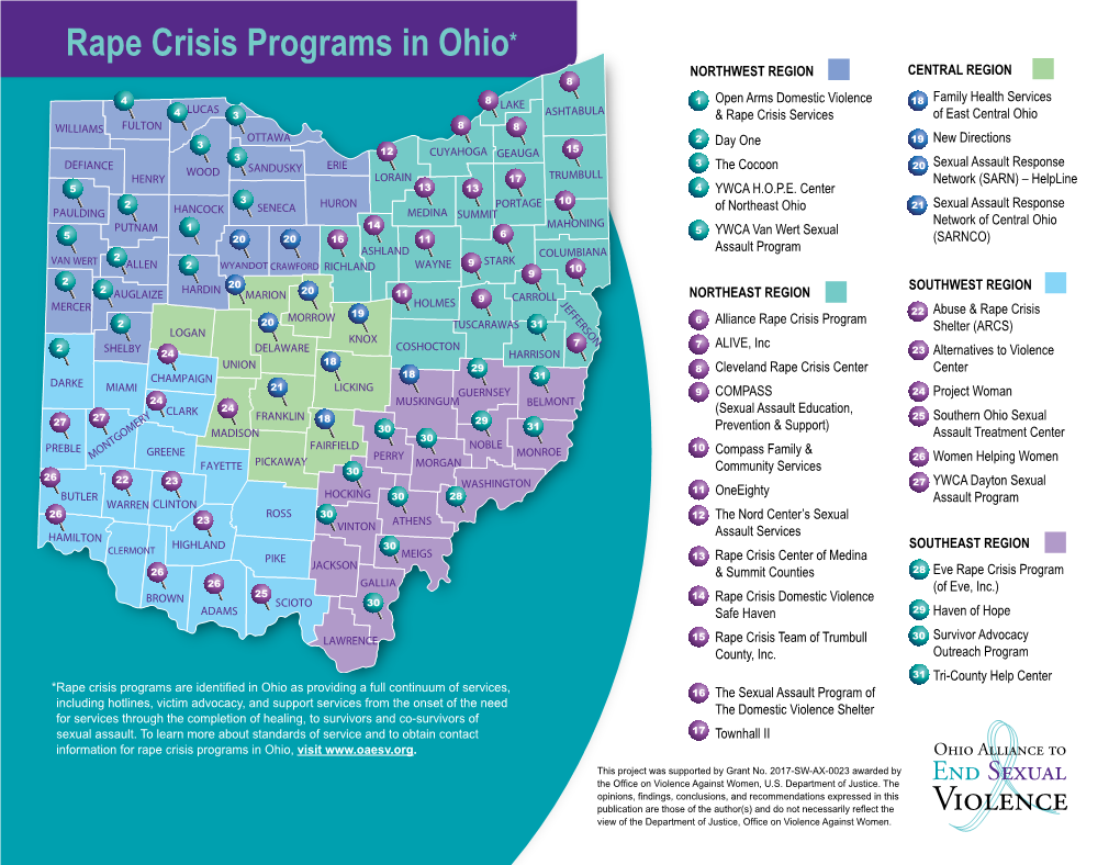 Rape Crisis Programs in Ohio*