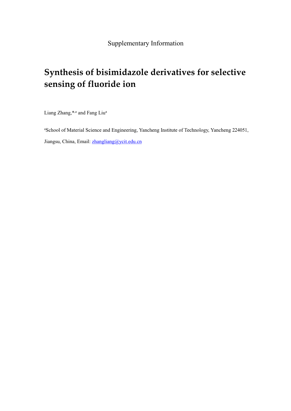 Synthesis of Bisimidazole Derivatives for Selective Sensing of Fluoride Ion