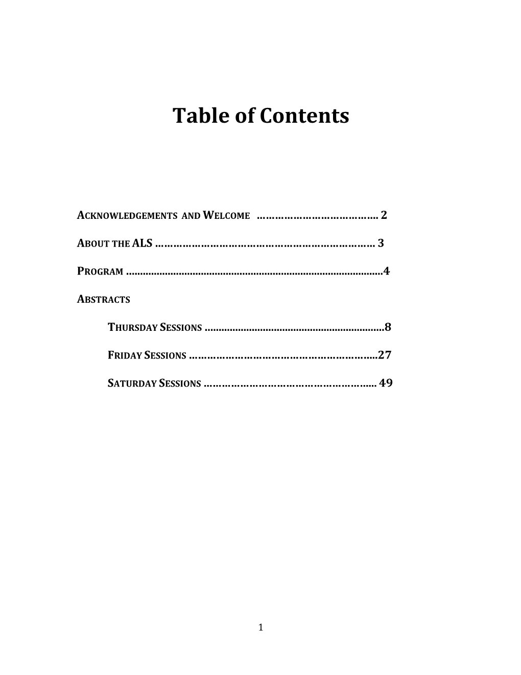 Table of Contents