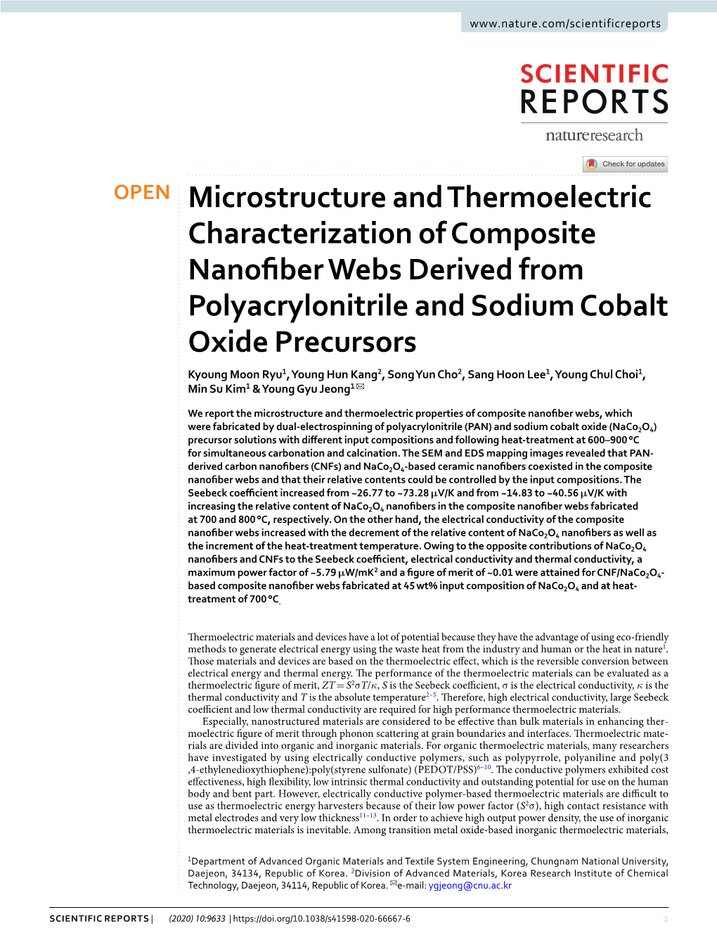 Microstructure and Thermoelectric Characterization of Composite