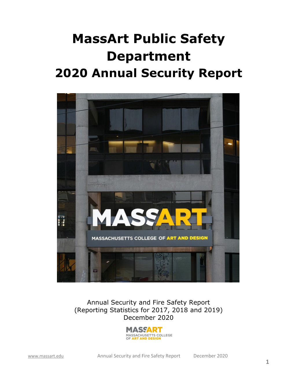 Massart Public Safety Department 2020 Annual Security Report