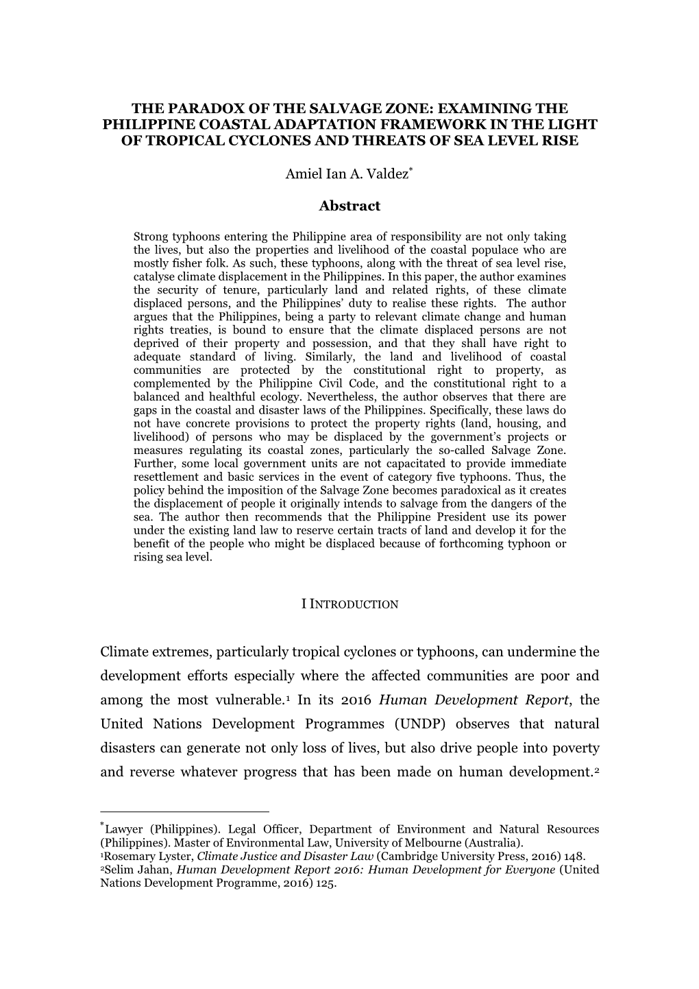 The Paradox of the Salvage Zone: Examining the Philippine Coastal Adaptation Framework in the Light of Tropical Cyclones and Threats of Sea Level Rise