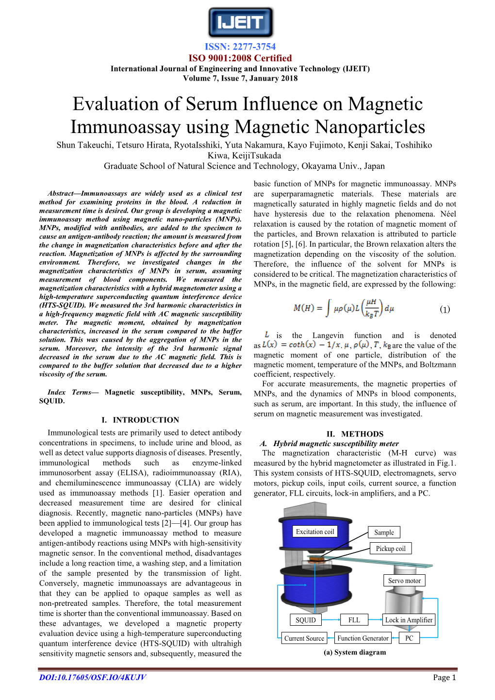 Evaluation of Serum Influence on Magnetic Immunoassay Using