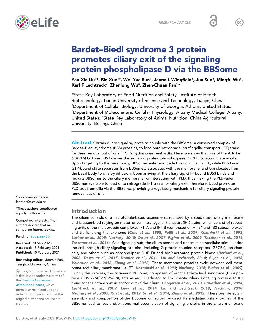 Bardet–Biedl Syndrome 3 Protein Promotes Ciliary Exit of the Signaling