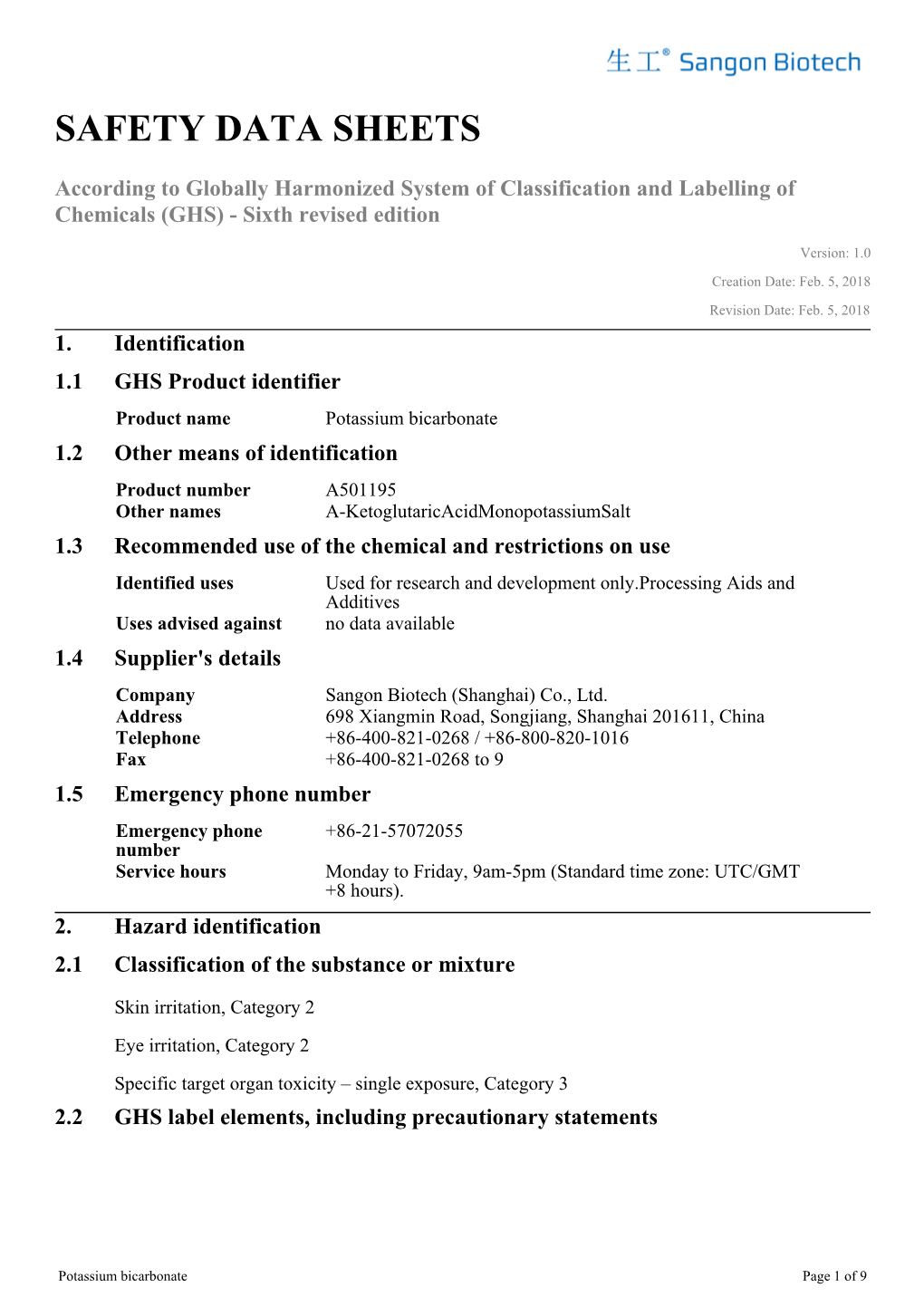 Safety Data Sheets