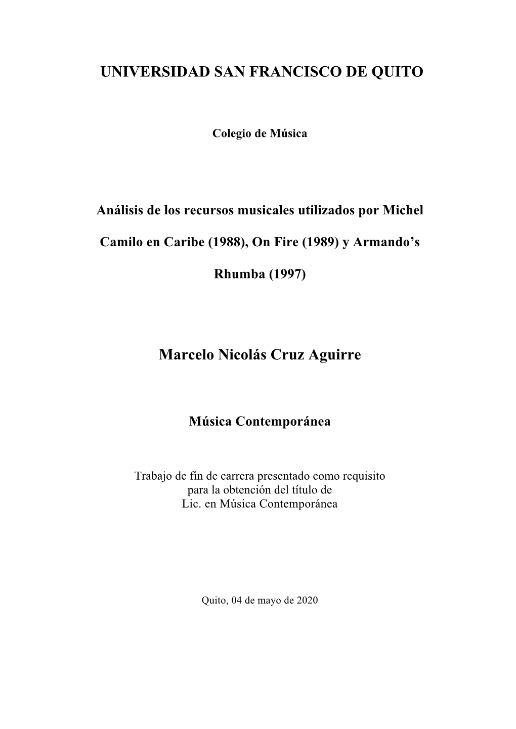 Análisis De Los Recursos Musicales Utilizados Por Michel Camilo En