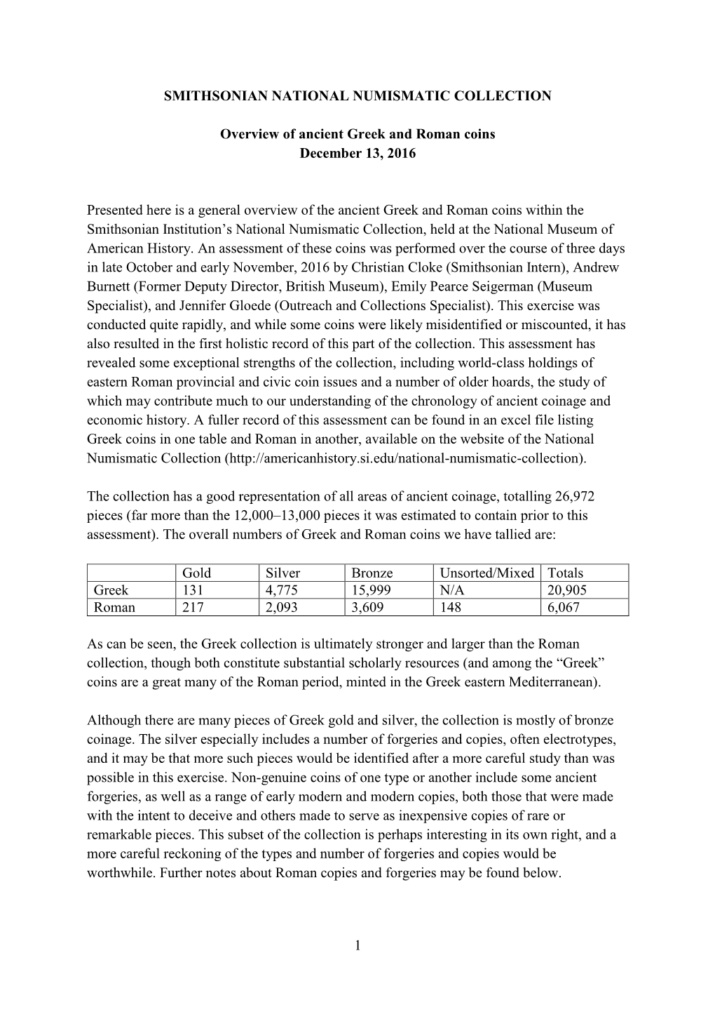 1 Smithsonian National Numismatic Collection