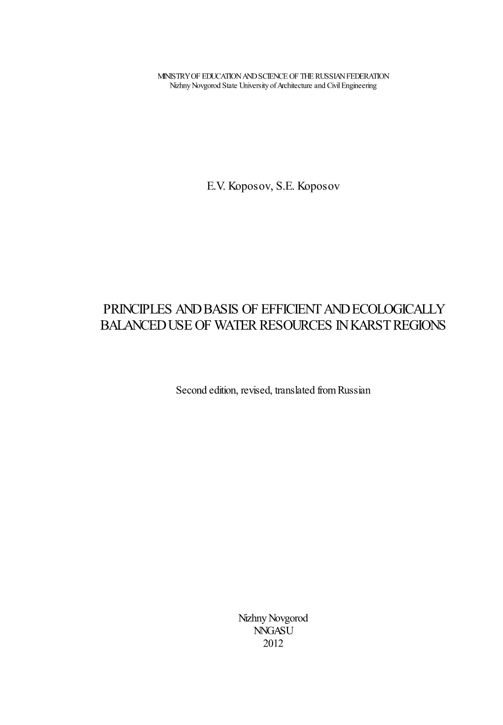 Principles and Basis of Efficient and Ecologically Balanced Use of Water Resources in Karst Regions