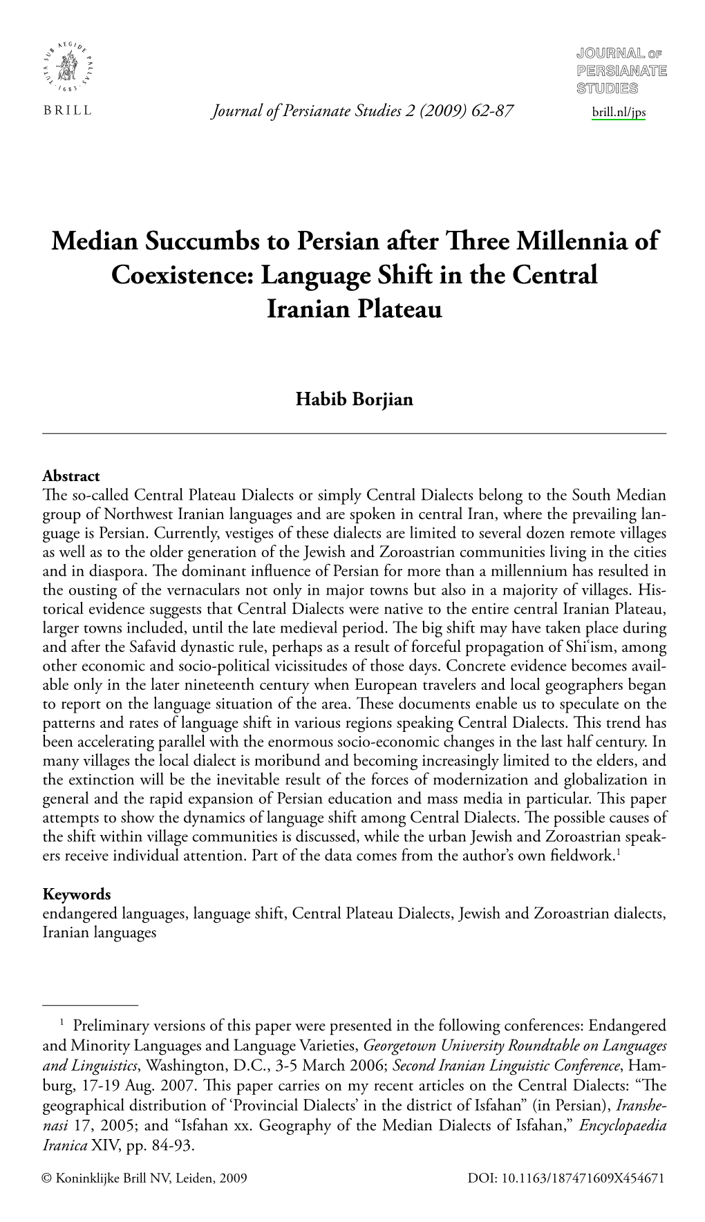 Language Shift in the Central Iranian Plateau