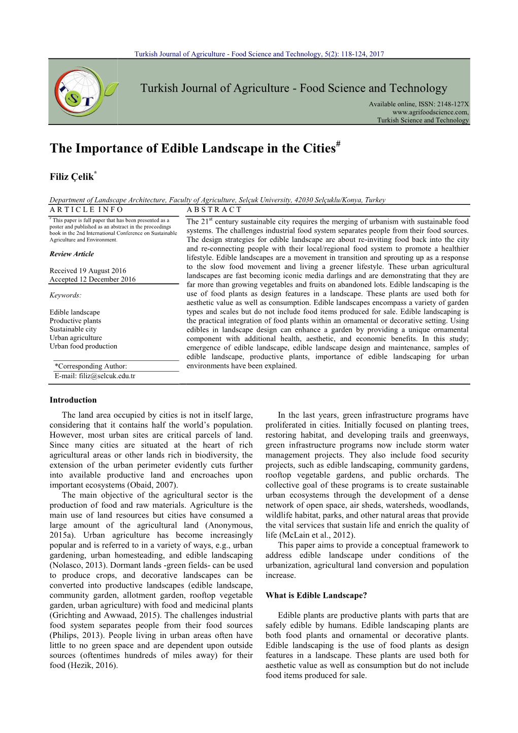 The Importance of Edible Landscape in the Cities