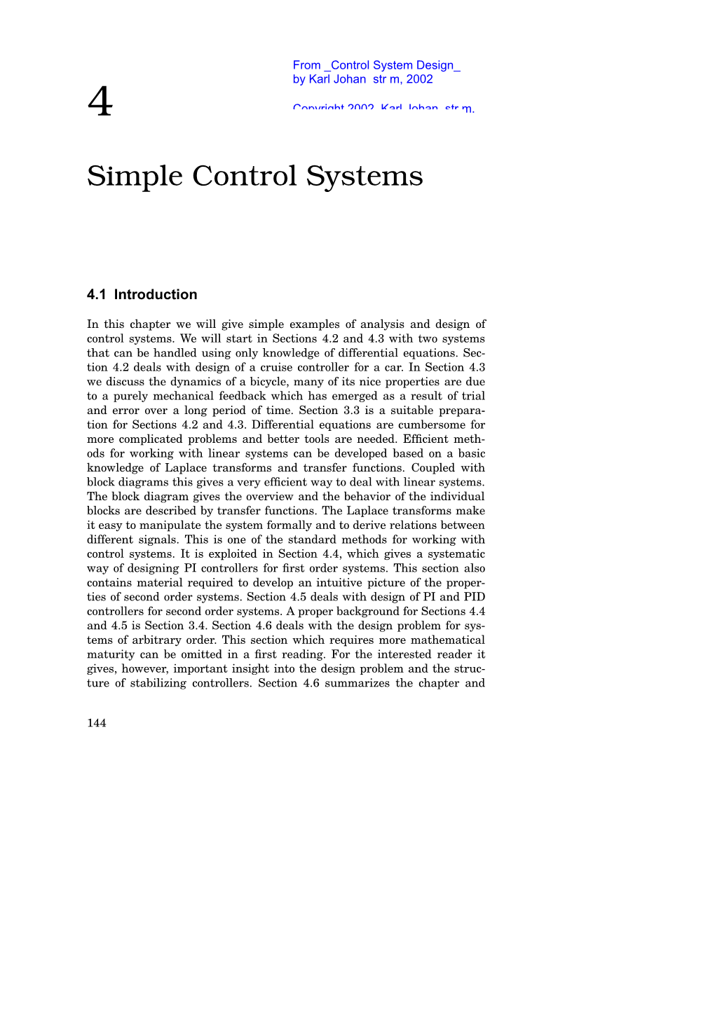 Simple Control Systems