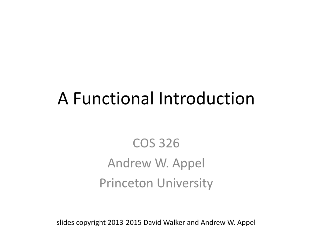 A Functional Introduction