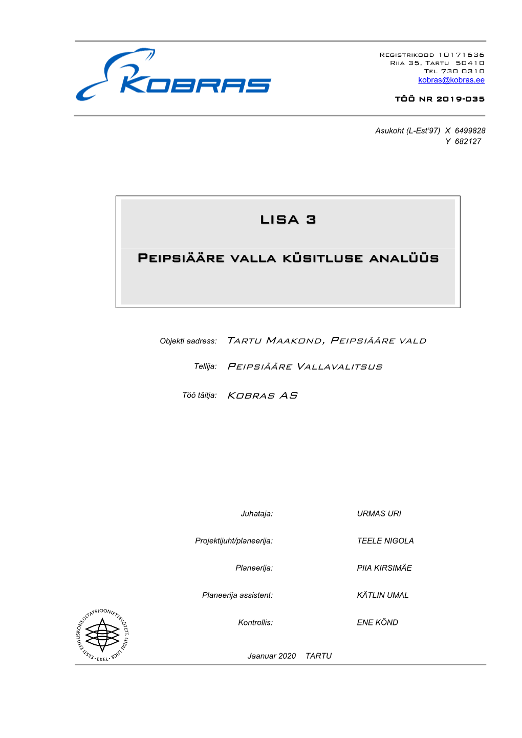 LISA 3 Peipsiääre Valla Küsitluse Analüüs