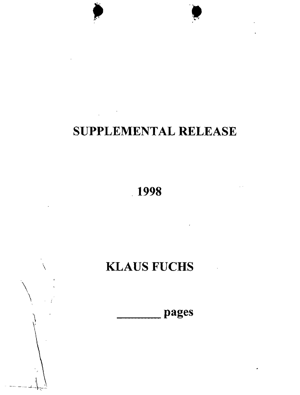 Supplemental Release .1998 Klaus Fuchs »