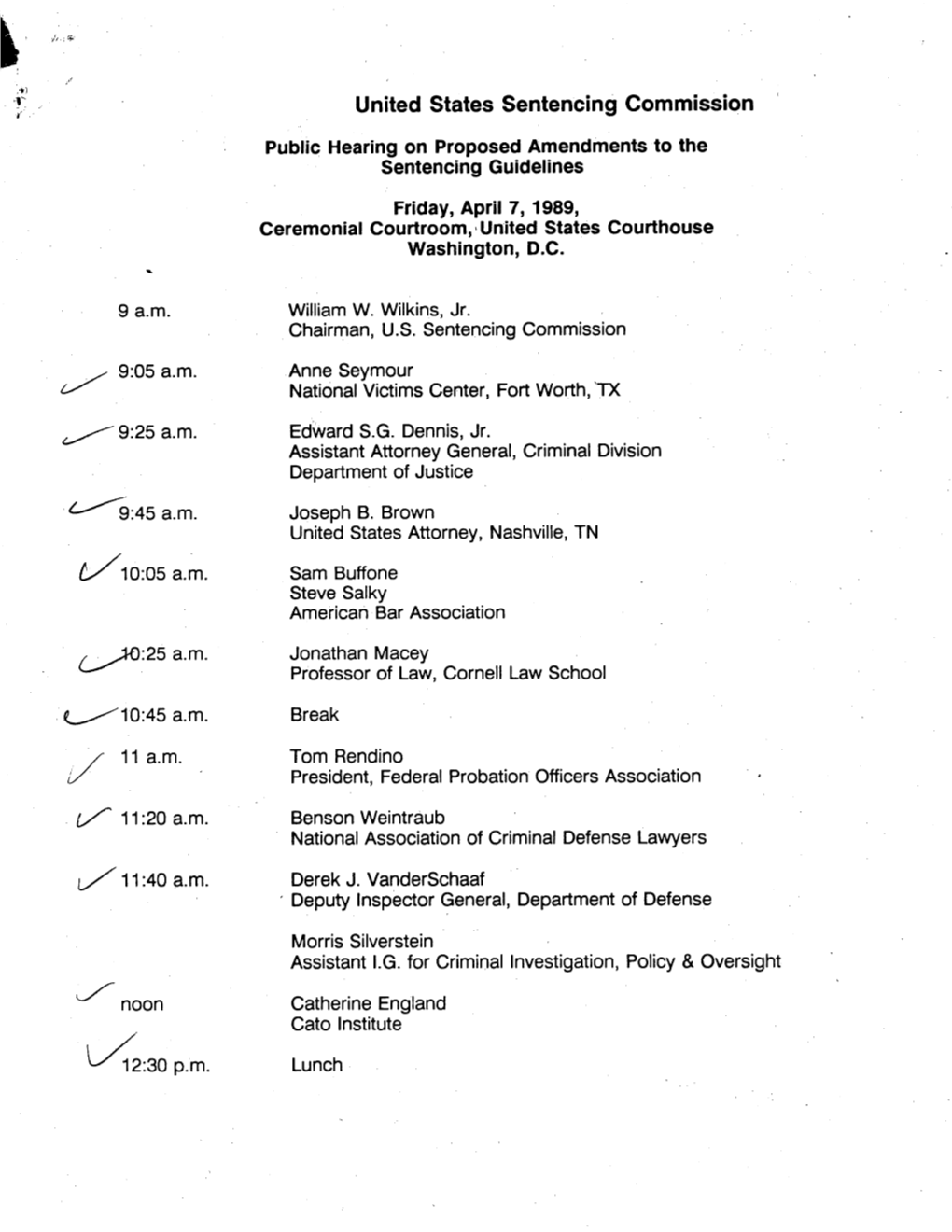 Public Hearing on Proposed Amendments to the Federal Sentencing Guidelines