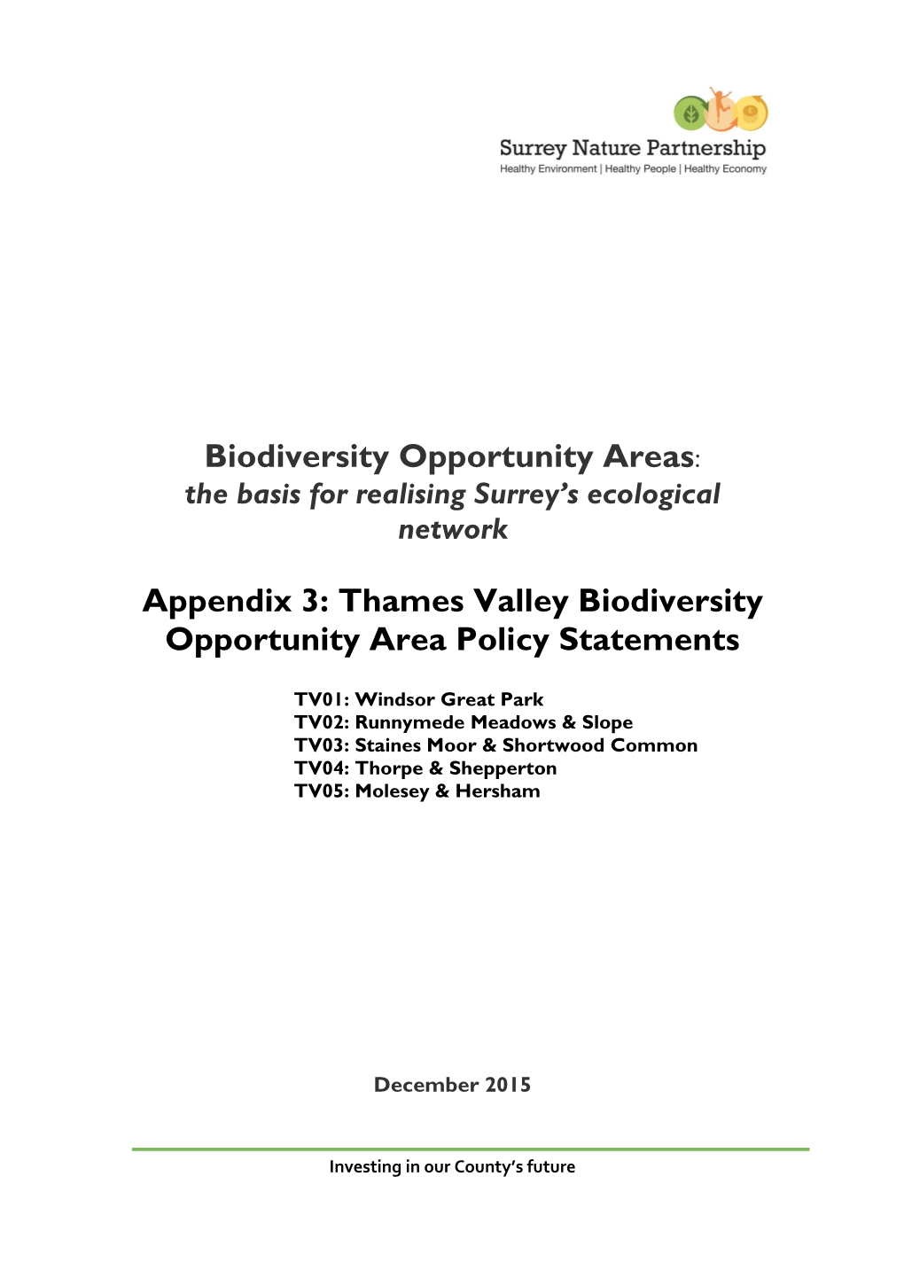 Thames Valley Biodiversity Opportunity Area Policy Statements