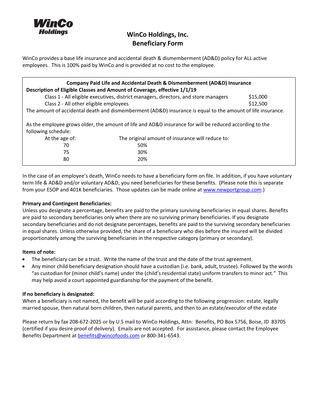 Beneficiary Form