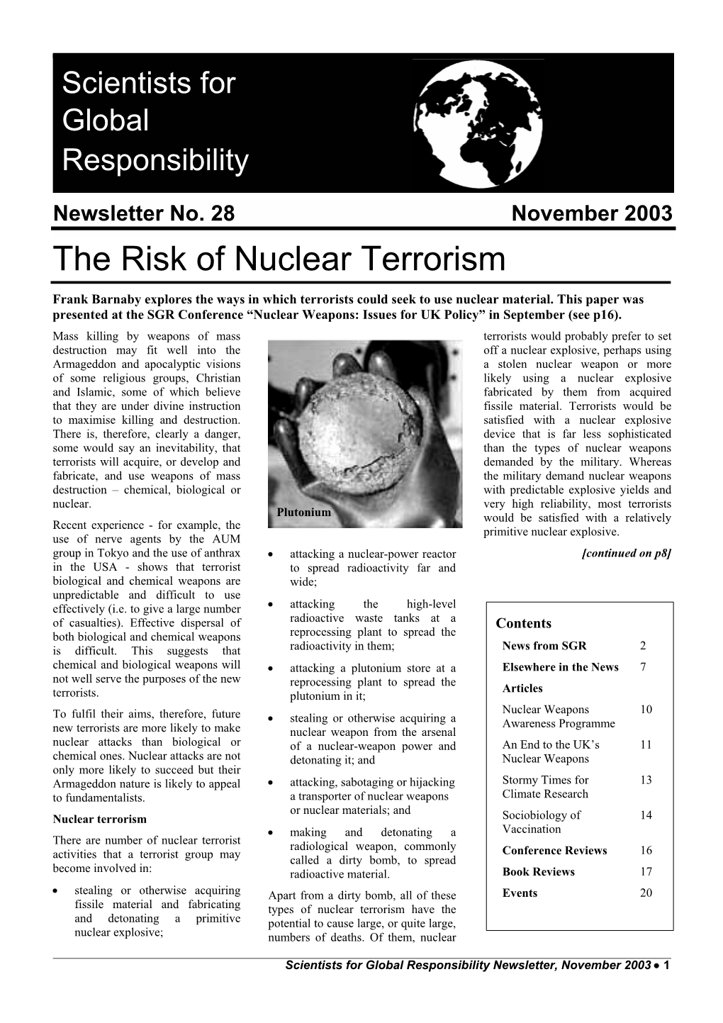 The Risk of Nuclear Terrorism