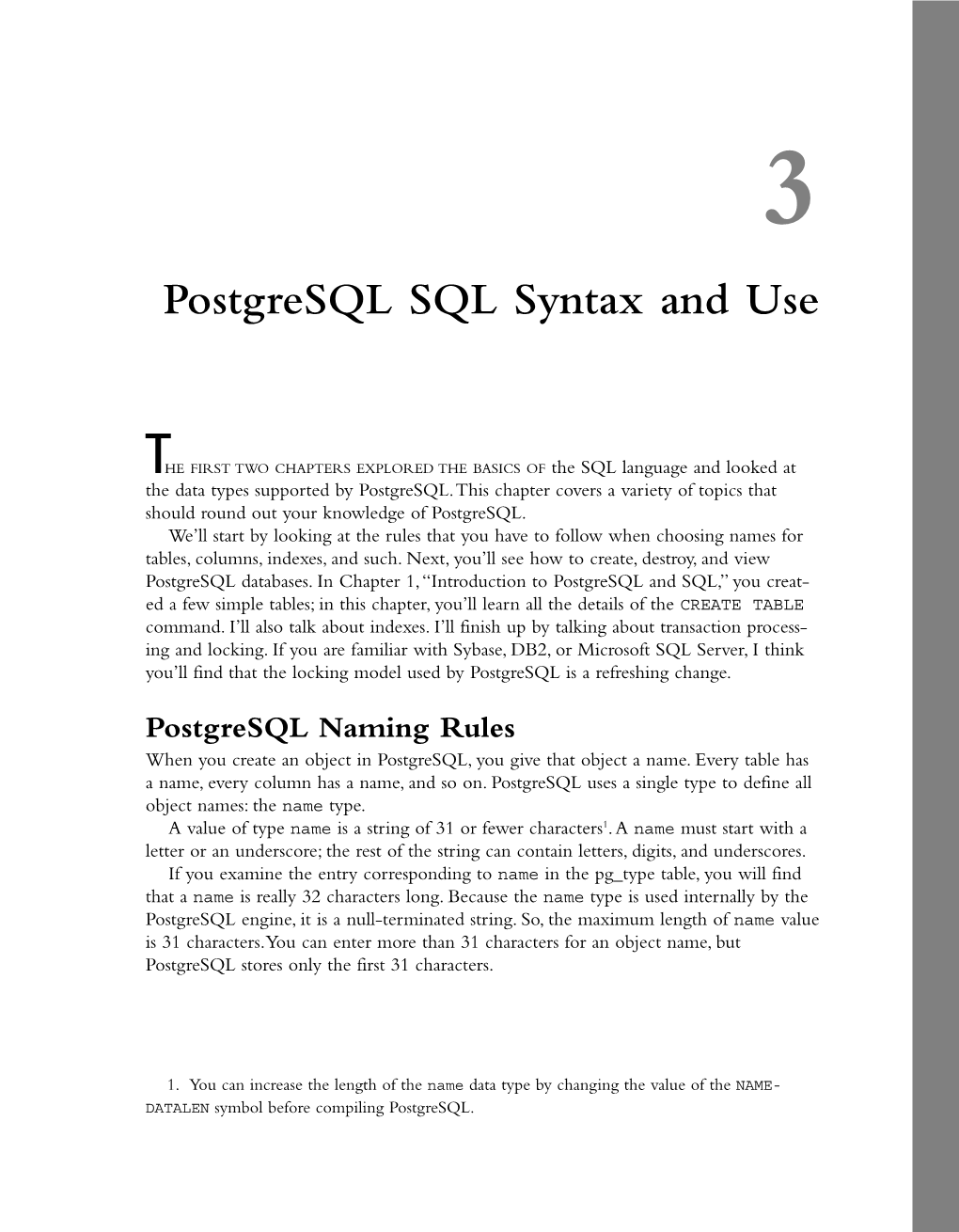 Postgresql SQL Syntax and Use