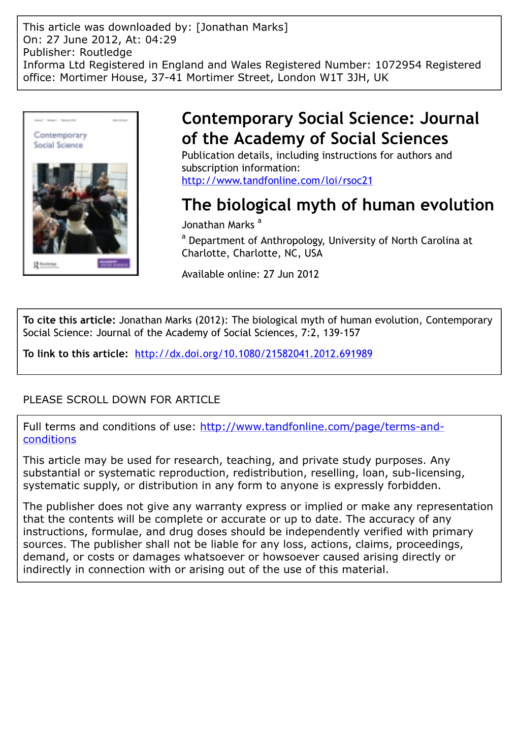 The Biological Myth of Human Evolution