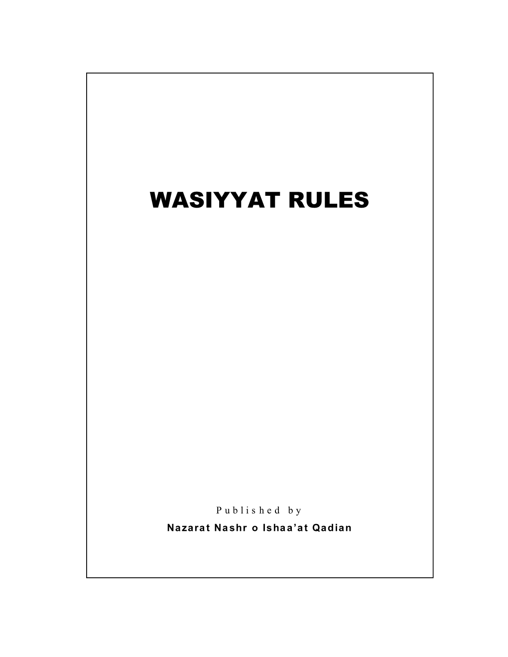 Wassiyat Rules