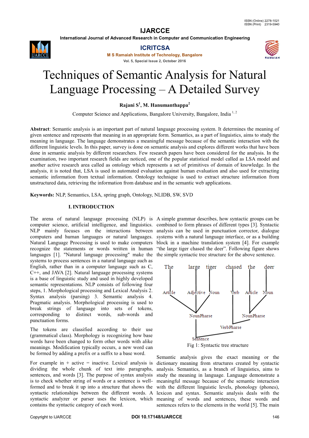 Techniques of Semantic Analysis for Natural Language Processing – a Detailed Survey