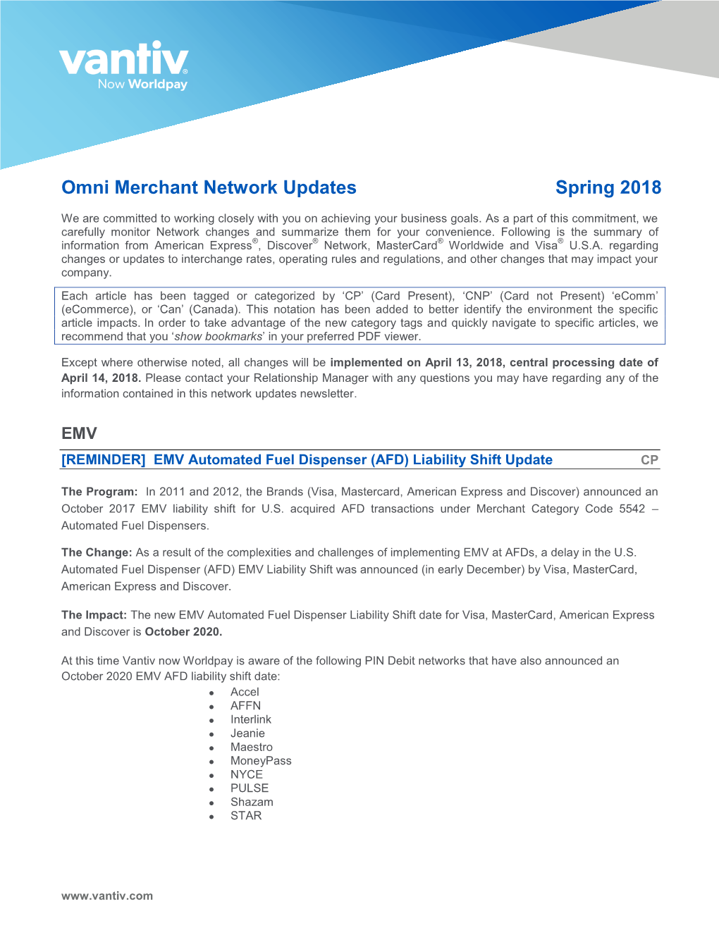 Omni Merchant Network Updates Spring 2018