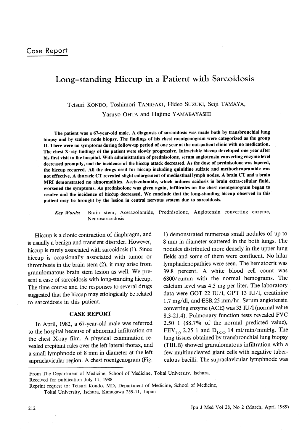 Long-Standing Hiccup in a Patient with Sarcoidosis