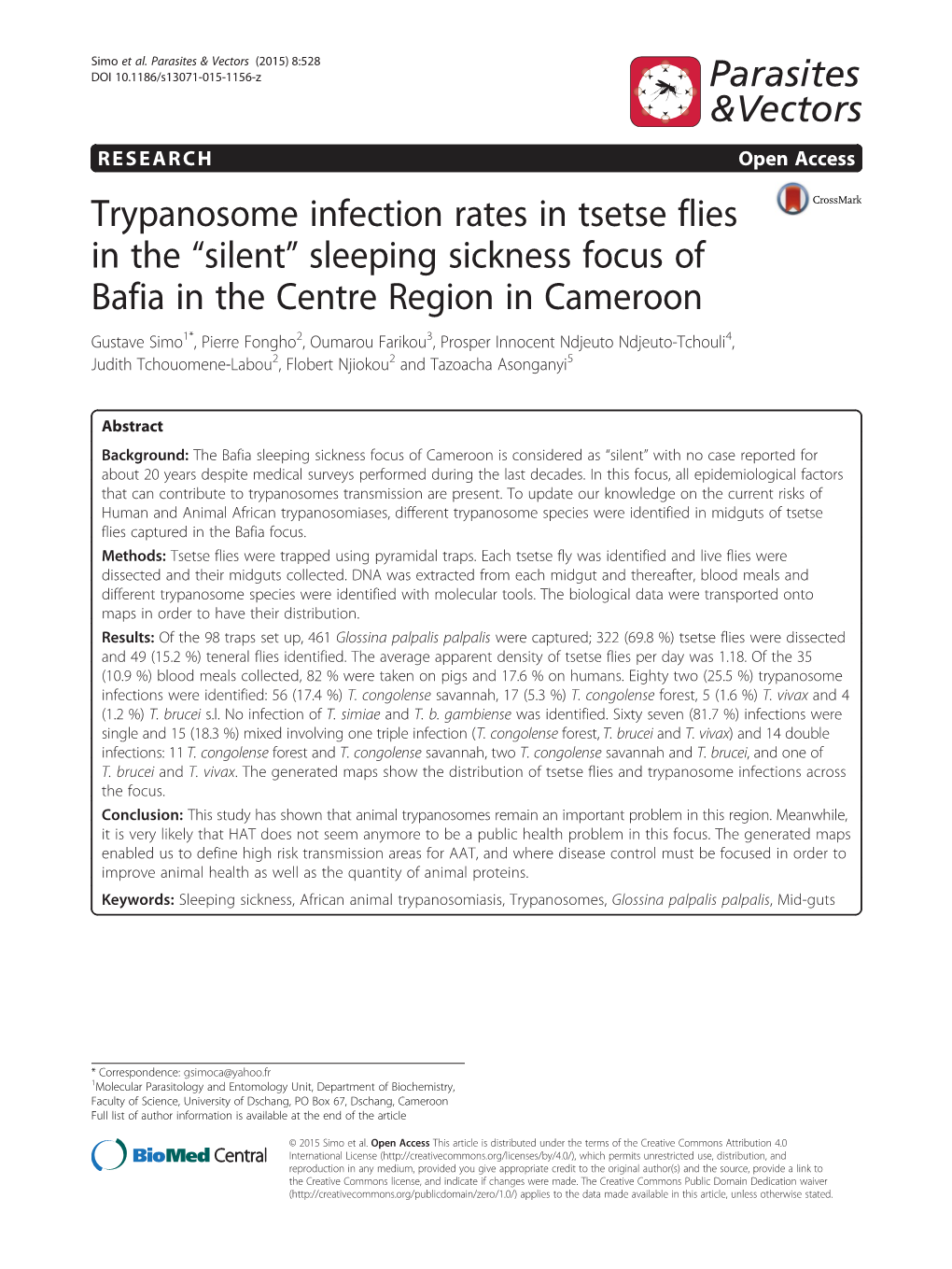 Trypanosome Infection Rates in Tsetse Flies in the “Silent” Sleeping Sickness