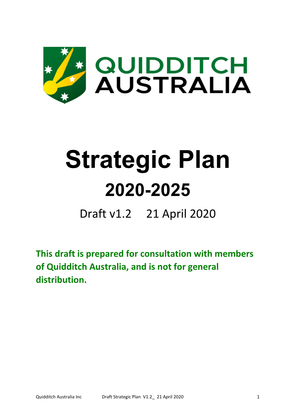 Strategic Plan 2020-2025 Draft V1.2 21 April 2020