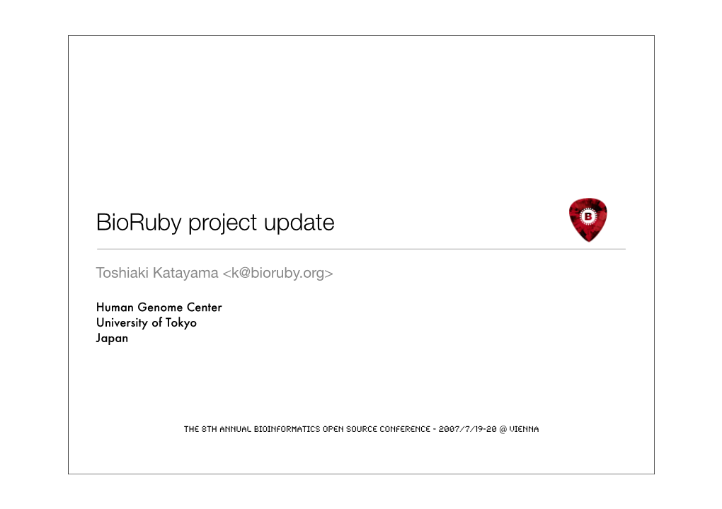 Bioruby Project Update