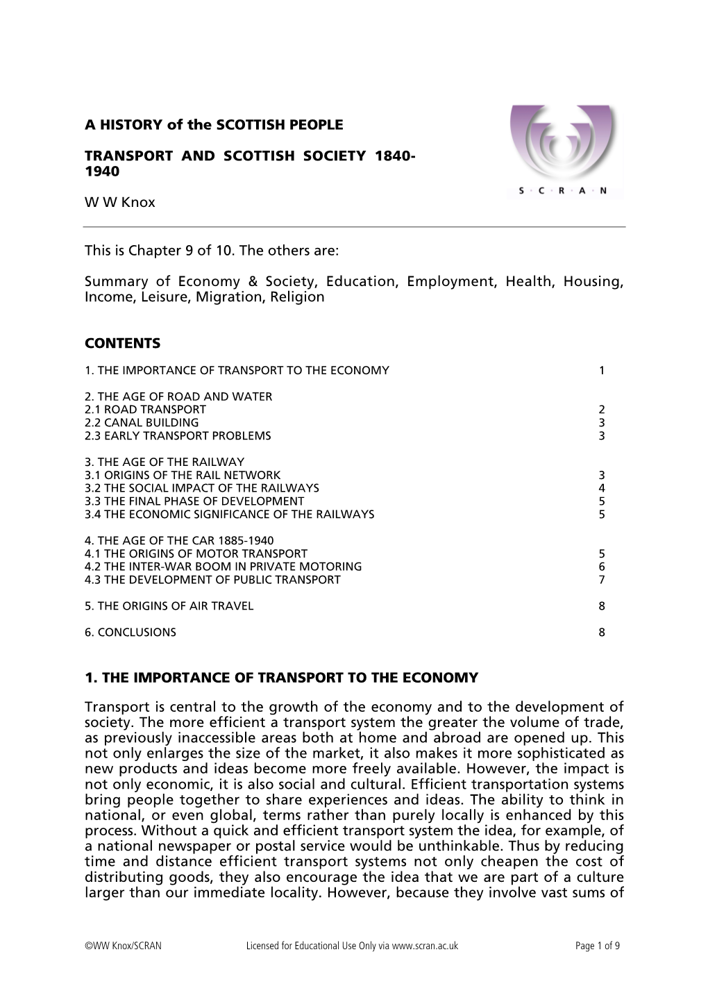 Transport and Scottish Society 1840- 1940