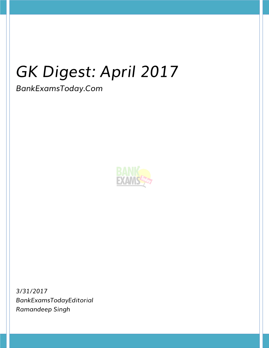 GK Digest: April 2017 Bankexamstoday.Com