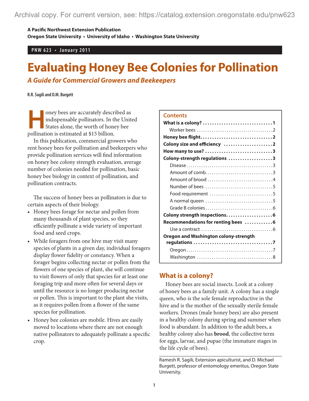 Evaluating Honey Bee Colonies for Pollination a Guide for Commercial Growers and Beekeepers