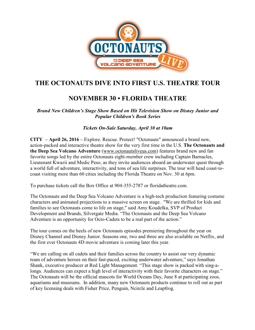 The Octonauts Dive Into First U.S. Theatre Tour November