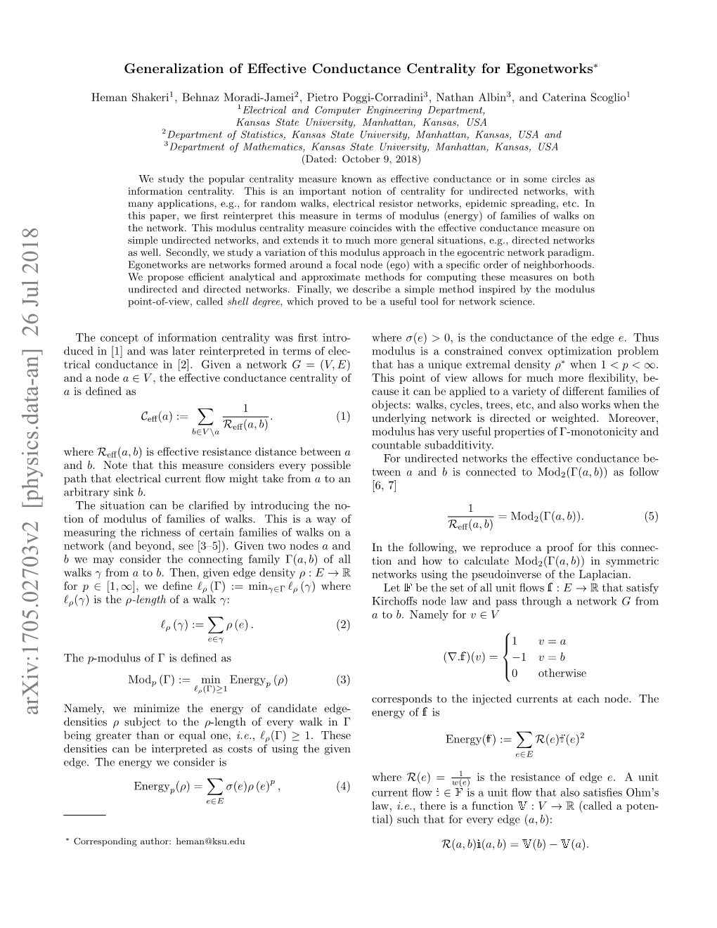 Generalization of Effective Conductance Centrality for Egonetworks