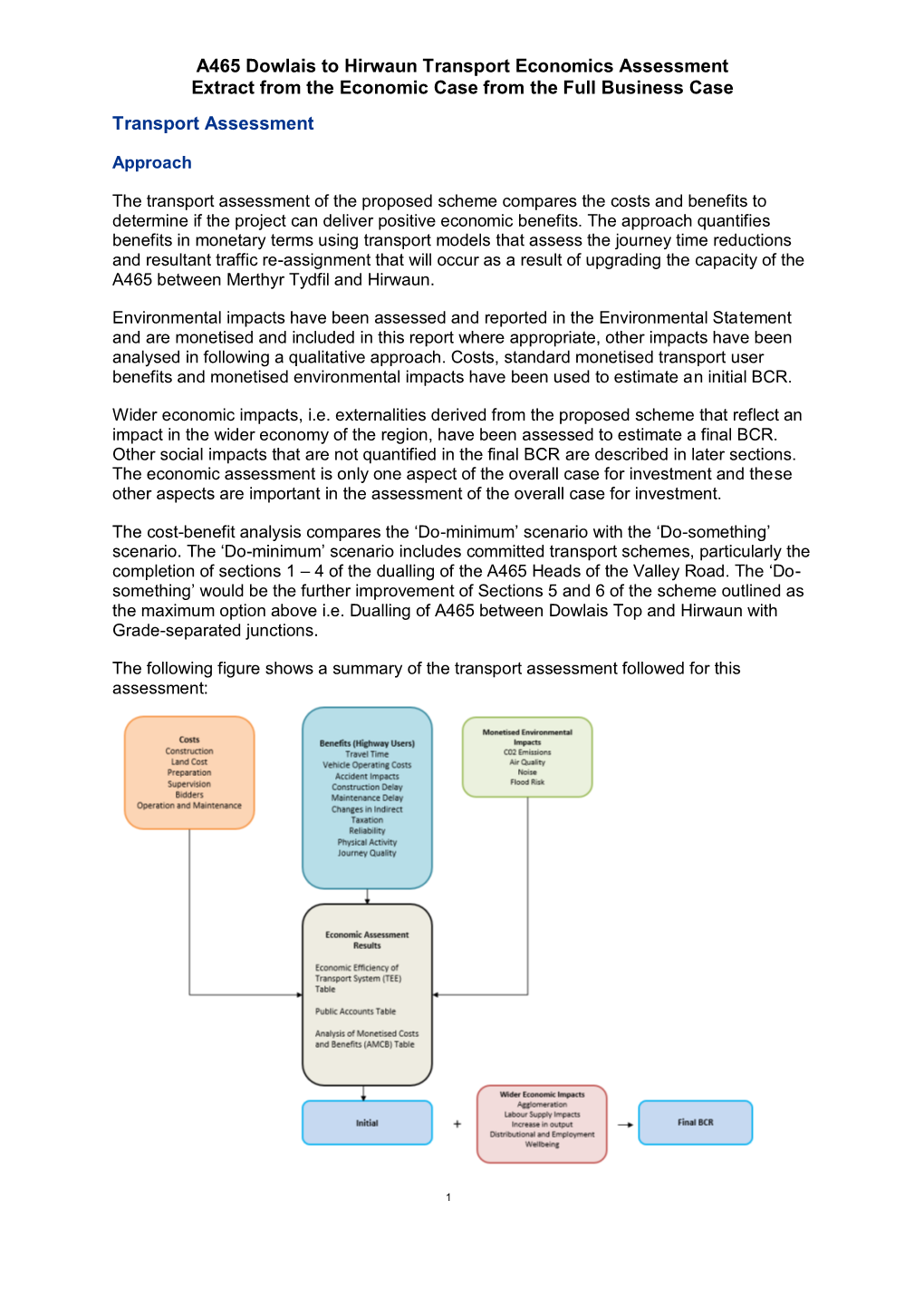 A465 Dowlais to Hirwaun Transport Economics Assessment Extract from the Economic Case from the Full Business Case Transport Assessment