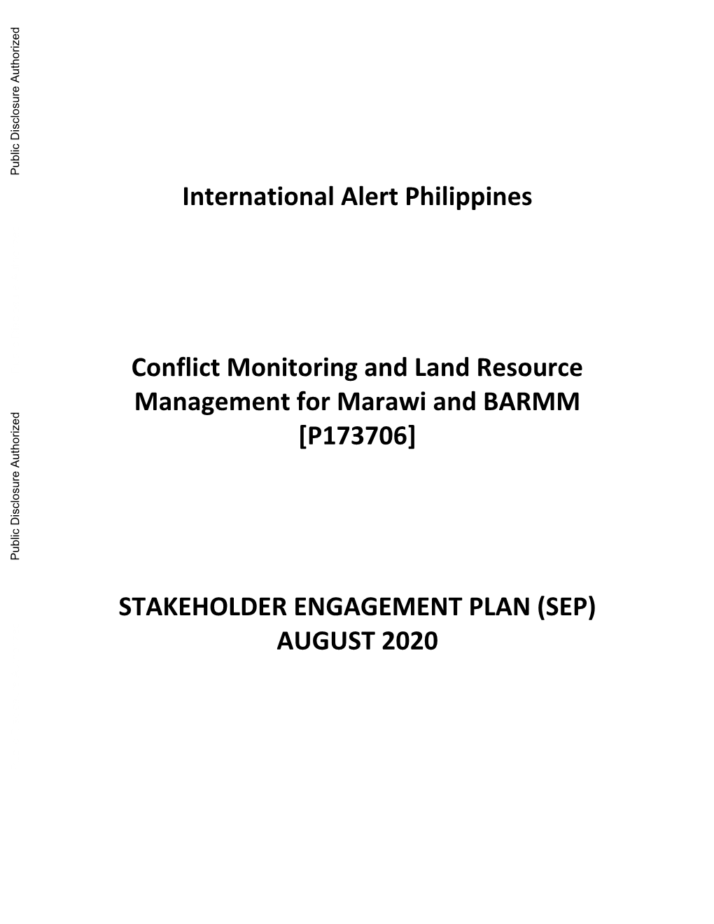 Stakeholder Engagement Plan (Sep) August 2020